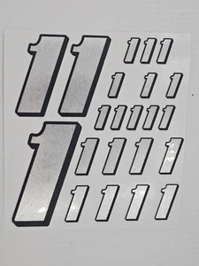 Frosted Silver W/Bl. #1's  Racing Numbers Vinyl Decal Sheet 1/10-1/12 Tamiyalosi - Picture 1 of 11