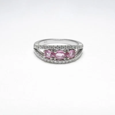 Estate 14K White Gold Natural Rouge Pink Sapphire And Diamond Ring 0.65 Cts - Image 1 of 4