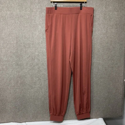 Pantalones de chándal Lisa Rinna naranja óxido tejido cintura elástica bolsillos para mujer pequeños” Foto 1 de 4