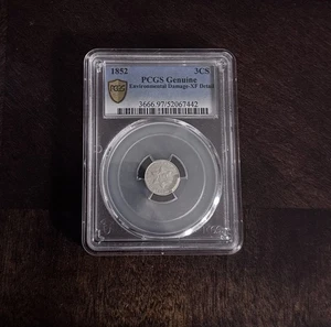 1852 3 Cent Silver PCGS XF-EV Damage - Picture 1 of 2
