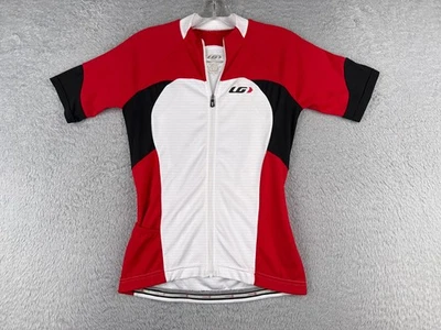 Jersey de ciclismo Louis Garneau para mujer pequeño rojo blanco cremallera completa bolsillos de poliéster Foto 1 de 4