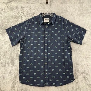 Mountain Khakis Bicycle Print Fixie Shirt Mens XL Navy Classic Fit Short Sleeve - Picture 1 of 7