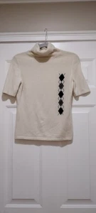 Schanvenu 100 % Kaschmir cremefarben klassischer Kurzarm-Pullover Stehkragen Größe - Bild 1 von 6