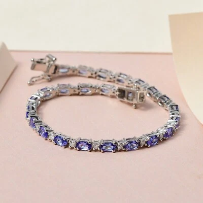 AAAA Tanzanite and Moissanite Bracelet in Sterling Silver, Tanzanite Bracelet - Image 1 of 3