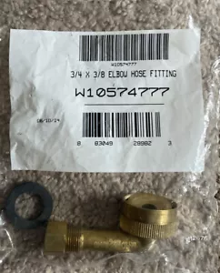 Genuine W10574777 Whirlpool Appliance Fitting 3/4 X 3/8 Elbow Hose Fitting - Picture 1 of 4