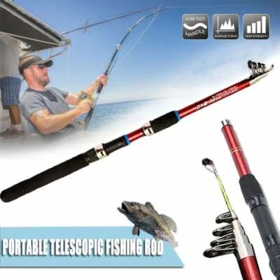 Caña de pescar telescópica portátil - 20% fibra de carbono caña de pescar - pesca en lago Foto 1 de 4
