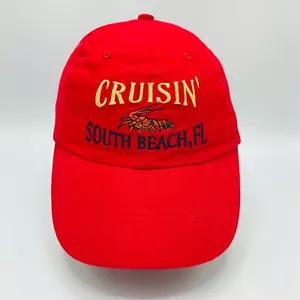 Gorra de béisbol South Beach Miami FL Cruisin diseño bordado rojo ajustable - Imagen 1 de 6