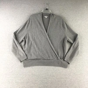 J Jill Sweater Womens Extra Large Petite Faux Wrap Silk Wool Blend Grey - Picture 1 of 7