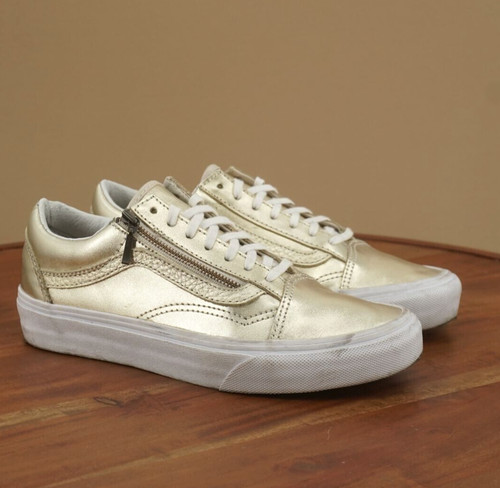 Scarpe sneakers Vans donna Oldol Skoolgate str ziperale lat orole pellelizzata metall t