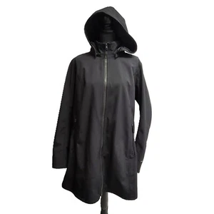 Eddie Bauer Parka Jacket (~XL) Black Full-Zip Hooded Long Pockets-Zip Stretch - Picture 1 of 8
