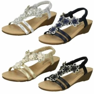 'Ladies Savannah' Mid Wedge Slingback Sandals - F1R0788 - Picture 1 of 36