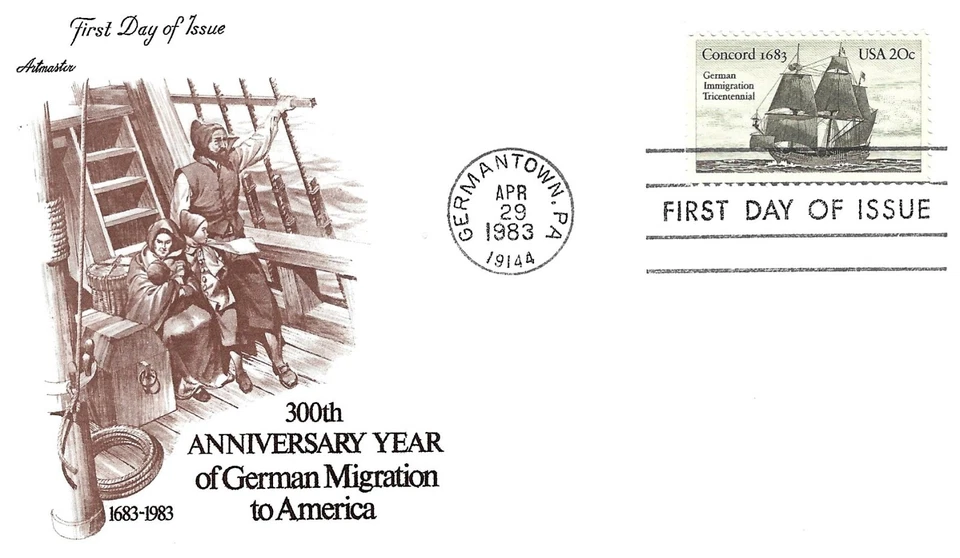 German Migration to America Apr 29, 1983 Artmaster Cachet FDC - Image 1 of 1