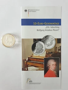10 Euro Silbermünze Deutschland 2006, Wolfgang Amadeus Mozart, PP OVP mit Folder - Bild 1 von 6