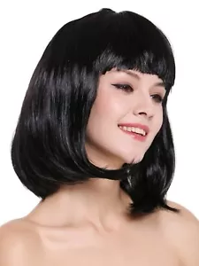 Perücke Damenperücke Karneval Longbob Bob schulterlang glatt Pony schwarz 0073-3 - Bild 1 von 4