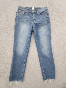 J Crew Jeans 29 Womens Blue Slim Boyfriend Medium Wash Raw Edge Hems Denim - Picture 1 of 14
