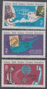 TURKEY CYPRUS Sc # 71-3 CPL MNH SET DE 3 - EUROPA 1979, COMUNICACIONES - Imagen 1 de 1