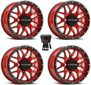 Raceline Krank 15" UTV Wheels/Rims Red Polaris RZR Turbo S / RS1 (4) - Picture 1 of 3