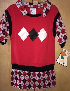 KAREN BLAKE Vintage 80s Schoolgirl Argyle Plaid Sweater Vest Dress 6 Red NWT USA - Picture 1 of 8