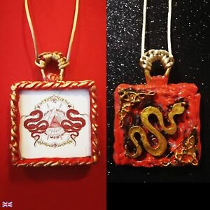 picatrix talisman pendant magic necklace men jewelry amulet gift idea snakes red