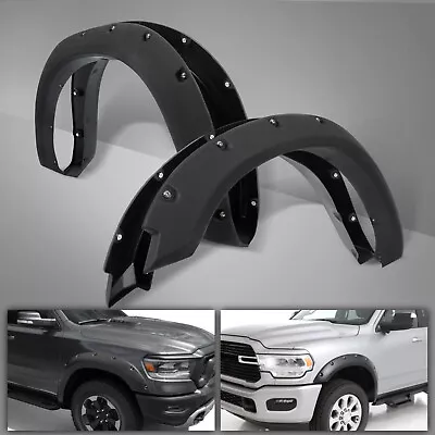 FOR 2009-2023 DODGE RAM 1500 BLACK POCKET RIVETED WHEEL FENDER FLARES BOLT STYLE - Image 1 of 4