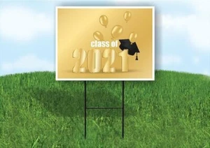 Class of 2021 Gold Yard Sign Road with Stand LAWN SIGN - Picture 1 of 5