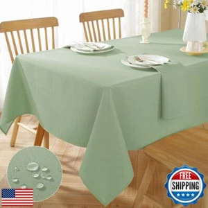 SASTYBALE Textured Rectangle Tablecloth Waterproof Wrinkle Free Fabric Table  - Picture 1 of 5
