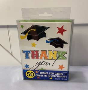 Graduation Thank You Cards Multicolored 50 Cards & Envelopes 