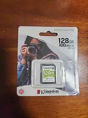 Kingston NEW 128GB Canvas Select Plus C10 UHS-I U1 SDXC Memory Card up to 100MBs - Image 1 of 4
