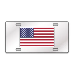 US FLAG AMERICA Chrome or Black Acrylic License Plate CUSTOM LP0023 - Picture 1 of 10