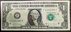 Fancy Serial Number $1-Birthday note, 11141981 (A321) - Picture 1 of 2
