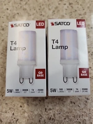 2 Satco S11236 JCD LED Bulb 120V 5W 40W Double Loop G9 T4 Frost 3000K Soft White - Image 1 of 3