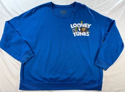 Looney Tunes“That's All Folks”蓝色运动衫女式大号圆领 — 第 1/4 张图片