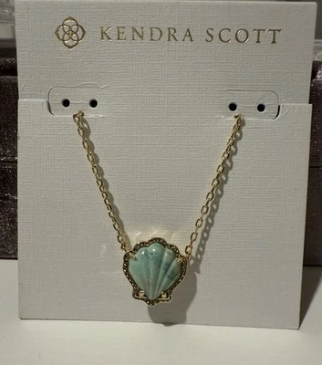 Kendra Scott-Brynne Collar Colgante Corto Concha Dorada en Crisocola Verde Mar  Foto 1 de 3