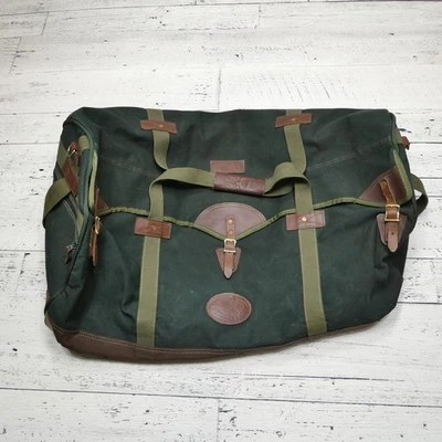 Vintage Canvas Back Dry Goods Duffel Bag Leather Trim Large Travel - Image 1 of 4