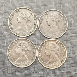 Victoria BH Farthings (4) 1861 1867 1868 1869 Monedas Victorianas Lote D7 - Imagen 1 de 10