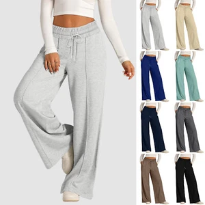 Women Pants Oversized Wide Leg Lightweight Pants Sweatpants Elastic Drawstring - Picture 1 of 27