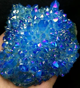 320g Dark Blue Aura Quartz Crystal Titanium Bismuth Silicon Cluster Rainbows - Picture 1 of 11