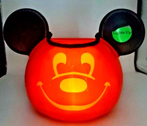 Disney Mickey Mouse Trick or Treat Halloween Light Up Candy Bucket Pale WORKING - Picture 1 of 4