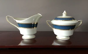 Royal Worcester Belvoir Blue Royal Pay Corps Creamer and Sugar Set with Lid - Picture 1 of 14