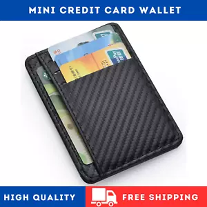 Men Carbon Fiber Credit Card Holder RFID Blocking Slim Wallet Money Purse Thin - Picture 1 of 8