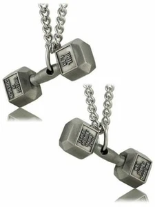 Men's Antique Finish Dumbbell Necklace-Phil 4:13 - Picture 1 of 4