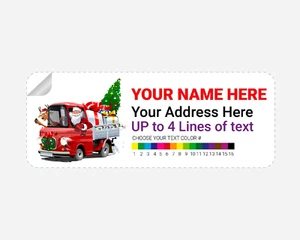 Personalisierte Weihnachtsmann mit Lieferwagen Motiv Adressetiketten Aufkleber 2,625"x01" - Bild 1 von 11