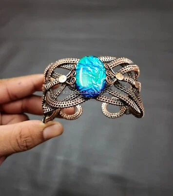 Brazalete Brazalete Australiano Triplete Ópalo Cobre Envuelto en Alambre Joya Ajustable Foto 1 de 4