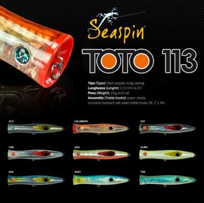 ARTIFICIALE SPINNING TOTO 113 SEASPIN LURE POPPER PESCA MARE SEÑUELO ESCA SERRA - Immagine 1 di 3