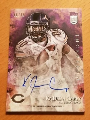 2014 Topps Inception Rookie Auto Purple Ka'Deem Carey Chicago Bears #'d 46/75 - Image 1 of 2