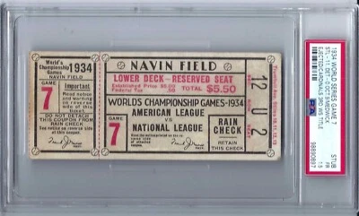 1934 World Series Clinching GM 7  Dizzy Dean Ticket Stub  3RD Title PSA - Image 1 of 3