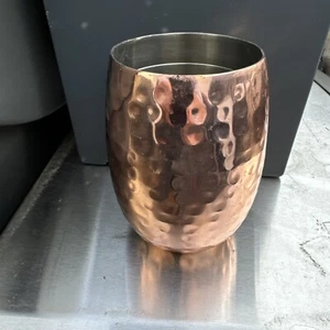 22 Copper Hammered Mull Tumbler Insulated 16oz. Stainless Interior Cocktail - Picture 1 of 2