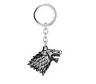 HBO Game of Thrones House Stark Head 3D Metal Keyring Keychain Silver Color