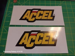 PAR DE PEGATINAS ACCEL ORIGINALES DE HOLLEY NUEVO STOCK ANTIGUO - Imagen 1 de 2