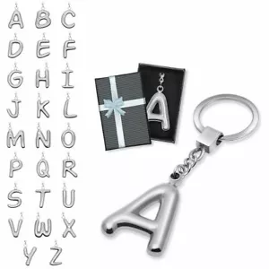 massiver 3D Buchstaben Schlüsselanhänger Schlüsselbund Clip silber Alphabet A-Z - Bild 1 von 27